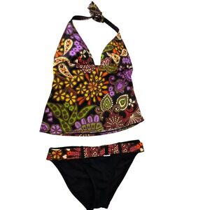 Victoria's Secret Paisley Halter Tankini Set Medium